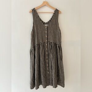 notPERFECTLINEN // NWOT Volume Dress S/M in Mid Sand Gingham